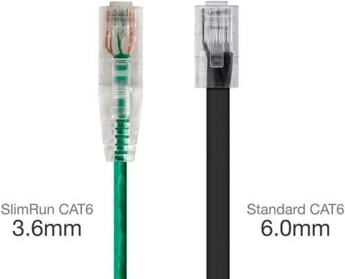 Miniatura 2 de Monoprice Cable de conexión Ethernet Cat6, sin enganches, trenzado, 550 MHz, UTP, clasificación CMR, 28 AWG, 2 pies, color verde, serie SlimRun