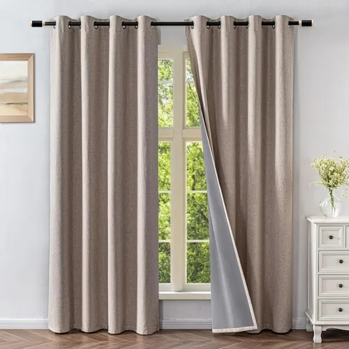 Miniatura 17 de Cortinas opacas para sala de estar, cortinas 100% opacas de 90 pulgadas de largo, juego de 2 paneles de 2 paneles, con aislamiento térmico, pestaña