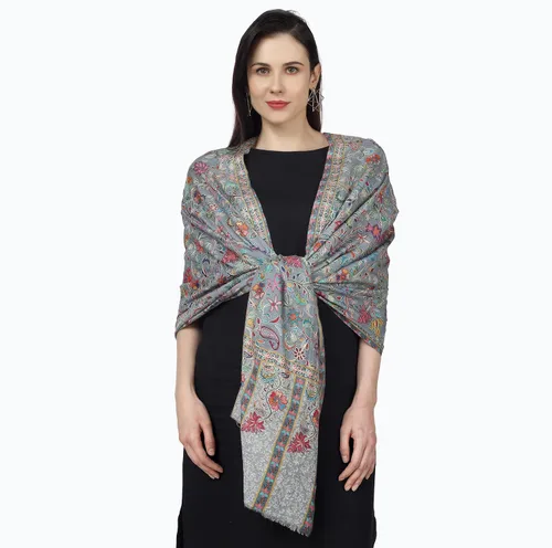 Miniatura 4 de PASHWRAP Kalamkari Wrap pintado a mano en Cachemira, chal grande de lujo para mujer