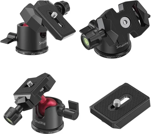 Miniatura 7 de SmallRig Mini Cabeza de Bola, Cabeza de Trípode para Cámara Panorámica 360° con Tornillo de 1/4" y Montaje de Rosca de 3/8" y Placa de Liberación