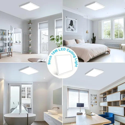 Miniatura 6 de inShareplus Lámpara LED de techo empotrada, 9 pulgadas, 18 W, 5000 K, luz blanca diurna, 1800 lm, cuadrada, súper brillante, lámpara de techo, IP