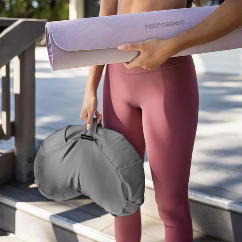 Miniatura 8 de Retrospec Sedona Zafu - Cojín de meditación con relleno de casco de trigo sarraceno, soporte ajustable para equipos de yoga y pilates, funda