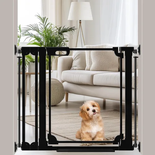Miniatura 10 de WAOWAO Puerta de acrílico transparente extra alta de 40 pulgadas para bebés y niños con doble cerradura, 29.5-37.37 pulgadas de ancho, puerta