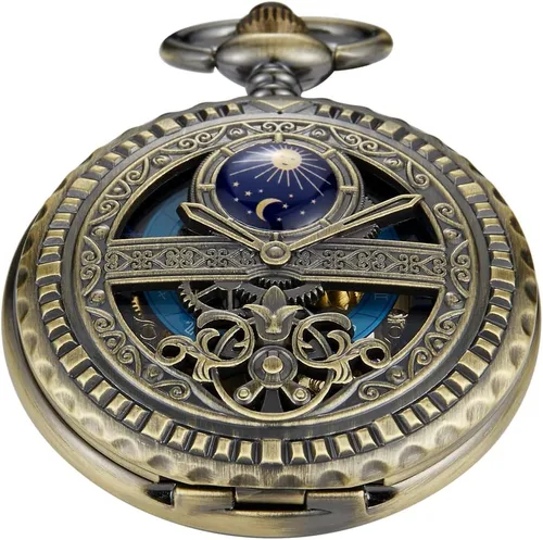 Reloj de bolsillo mecánico vintage para hombre, reloj de bolsillo de viento de mano con esfera romana para hombre con cadena FOB regalo