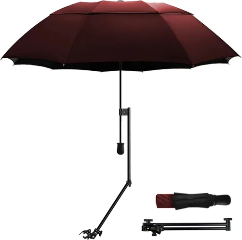 Miniatura 12 de HOBVO UPF 50+ Paraguas de golf con abrazadera universal ajustable, paraguas portátiles para la lluvia, apertura y cierre manual, para silla