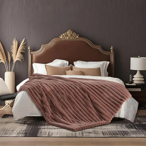 Miniatura 24 de Amélie Home - Manta de piel sintética para sofá, acogedora manta mullida de felpa suave a rayas para sofá familiar, silla, dormitorio, 55 x 70 Rayas