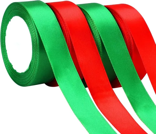 Miniatura 23 de DECYOOL - Cinta de Navidad, 4 rollos de 100 yardas de cintas navideñas para envolver regalos (0.6 in de ancho, rojo, verde, dorado y plateado)