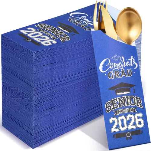 Miniatura 17 de Ireer 100 bolsas de papel para cubiertos de papel, fundas para utensilios de cocina para fiesta de graduación, decoración de mesa de centro de mesa