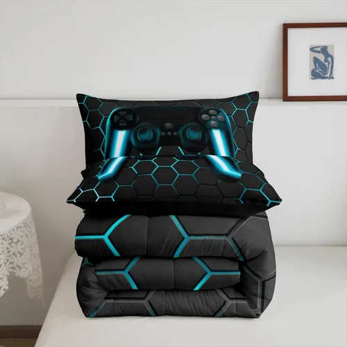 Miniatura 7 de Edredón de videojuegos para niños y adolescentes, juego de ropa de cama individual, juego de edredón para niños y jugadores, decoración del hogar