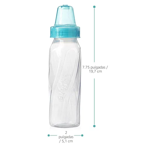 Miniatura 10 de Evenflo Feeding Botellas clásicas de plástico transparente estándar para bebé, bebé y recién nacido, verde azulado, verde/azul, 8 onzas