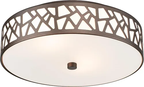 Lámpara de techo de montaje empotrado de 12 pulgadas, 2 - Luminaria de techo vintage con pantalla de vidrio esmerilado, Luminaria de bronce frotado