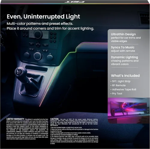 Miniatura 7 de Feit Electric Tira de luz LED para interiores de 5 pies, regulable, 0.1 pulgadas de ancho, persecución multicolor, alimentada por USB, patrones