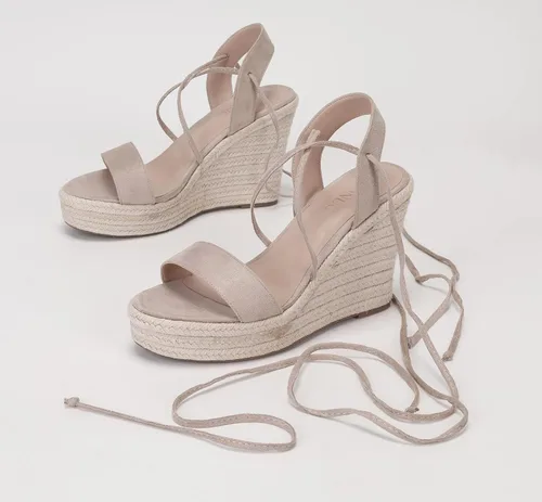 Miniatura 6 de Sandalias de plataforma de cuña para mujer, con puntera abierta, con cordones, sandalias de cuña con correa cruzada, alpargatas de verano