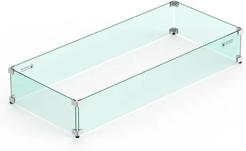 Miniatura 10 de Skyflame Protector de viento rectangular de vidrio para fogatas de 24 x 12 pulgadas, reemplazo para exterior