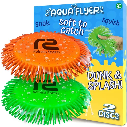 Miniatura 7 de Juegos de playa Disco volador para piscina: 2 paquetes de discos de agua para niños - Empapa el objetivo al impacto - Los mejores juguetes de Rojo