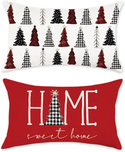 Miniatura 7 de TAJWE Juego de 2 fundas de almohada de Navidad de 18 x 18 pulgadas, fundas de almohada lumbar de invierno para sofá, decoración del hogar