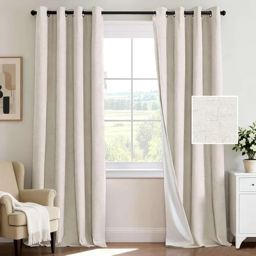 Miniatura 72 de H.VERSAILTEX - Cortina opaca 100 % de lino de 108 pulgadas de largo para dormitorio, con aislamiento térmico, lino texturizado, ahorro de energía