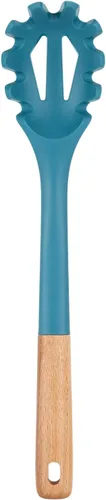 Miniatura 14 de Tenedor de silicona para pasta, servidor de cuchara de fideos resistente al calor, colador de espagueti sin BPA, 12.8 pulgadas (caqui)
