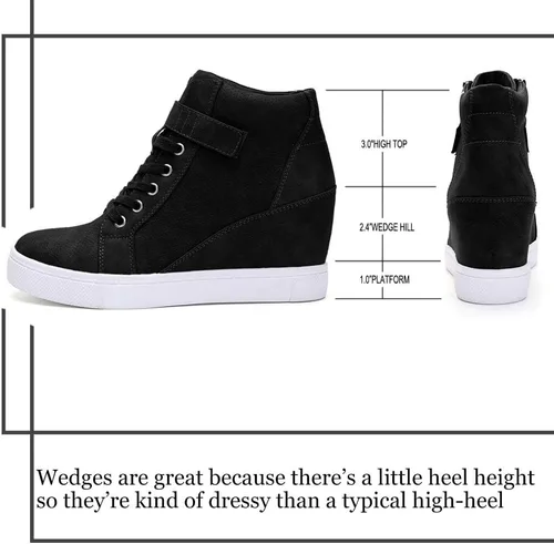 Miniatura 4 de Athlefit - Tenis de mujer con agujetas y cuña Alta moda, Botines al tobillo