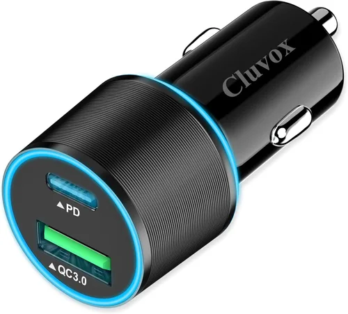 Adaptador de cargador de coche USB C de 38 W, 20 W rápido USBC y puertos QC3.0 rápidos de 18 W, adaptador de encendedor de cigarrillos de 12 V,