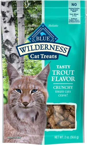 Blue Buffalo Wilderness Golosinas crujientes para gatos con alto contenido de proteínas, hechas con ingredientes naturales, trucha sabrosa, bolsa de