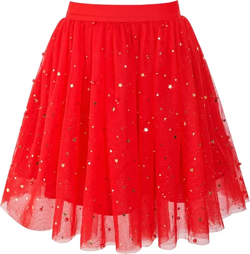 Sunny Fashion Falda de niña azul marino perla estrellas brillantes tutú bailando talla 4-12