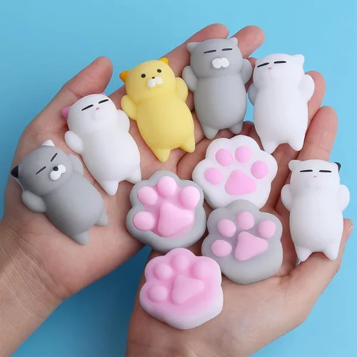 Outee 10 piezas de juguetes Mochi lindos, juguetes de gato Mochi para aliviar el estrés, juguetes para fiestas, juguetes para niños, juguetes de