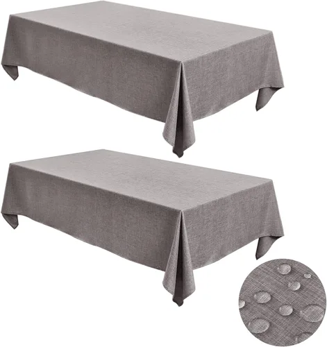 Miniatura 12 de Fitable - Manteles de lino sintético para mesas rectangulares: Mantel de granja resistente al agua y a las manchas, manteles de arpillera