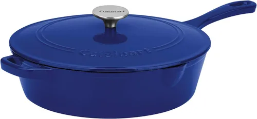 Miniatura 6 de Cuisinart Freidora de pollo de hierro fundido de 12 pulgadas con tapa, capacidad de 4.5 cuartos de galón, interior esmaltado de porcelana, apta