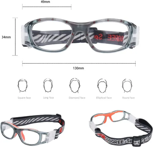 Miniatura 2 de N/A'' Gafas deportivas para niños, baloncesto, fútbol, entrenamiento, seguras, antiniebla, 7-12 Marco Gris Almohadilla Naranja