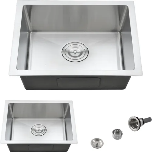 Fregadero de cocina de montaje inferior de 22 pulgadas, fregadero de acero inoxidable de montaje inferior de 22 x 16 pulgadas, calibre 18, hecho a