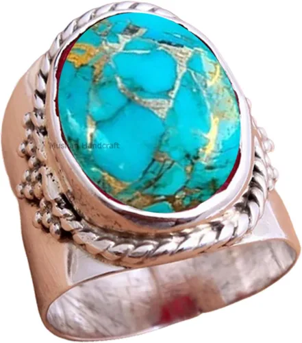 Miniatura 28 de Anillo de plata de ley 925 con piedras preciosas ovaladas auténticas, hecho a mano, hermoso regalo de Navidad para ella