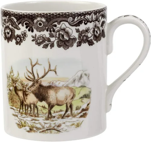 Miniatura 8 de Spode Woodland Rabbit - Taza de porcelana fina de 16 onzas con borde de flores británicas, apta para lavavajillas, microondas, congelador y horno