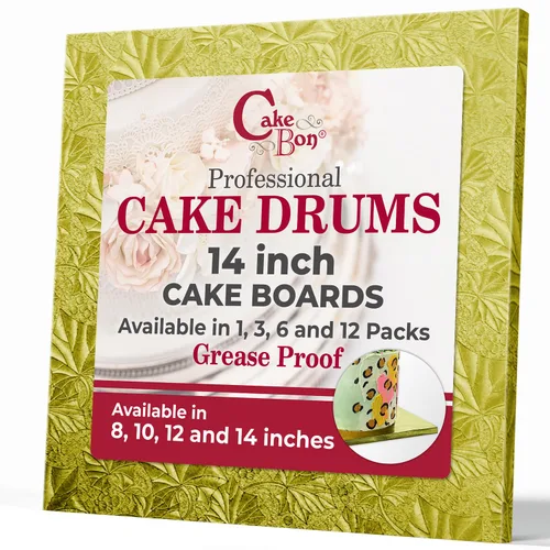 Miniatura 18 de Cakebon Tableros cuadrados para tartas, tambores resistentes de 1/2 pulgada de grosor, bordes envueltos profesionalmente de 8 pulgadas, color negro