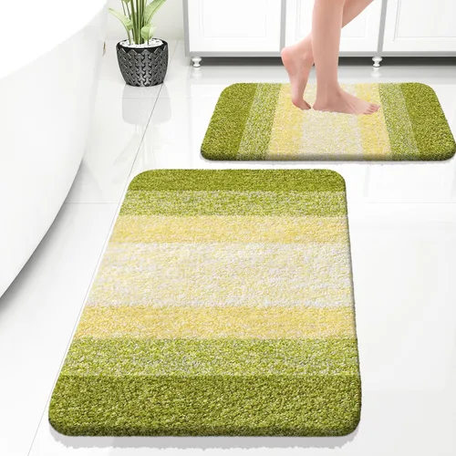 Miniatura 88 de OLANLY Juego de 2 alfombras de baño de microfibra suave y absorbente, antideslizantes, se pueden lavar y secar a máquina, alfombras de baño peludas