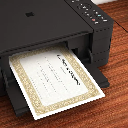 Miniatura 3 de Papel de certificado grueso y pesado en blanco, paquete de 100 hojas, 8.5 x 11 pulgadas, certificado liso para impresora (borde dorado)