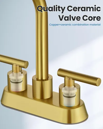 Miniatura 7 de Airuida Grifo de Lavabo de Baño Centerset de 4 Pulgadas – Grifo de Tocador de Acero Inoxidable de 2 Manijas con Desagüe Pop Up, Líneas de Suministro