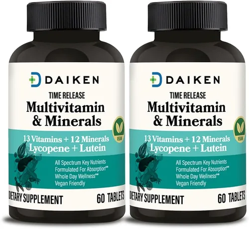 Miniatura 8 de DAIKEN Mini multivitamínico, 60 tabletas, mejorado con luteína, licopeno y ácido fólico, multivitamínico liberado por el tiempo para mujeres