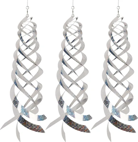 Miniatura 13 de Hausse Reflectores espirales repelentes de pájaros azules de Mylar giratorios, dispositivo reflectante colgante para disuadir aves, decorativo