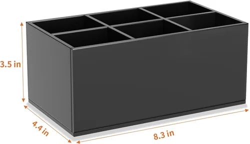Miniatura 2 de HIIMIEI Organizador Portacepillos de Maquillaje Negro Acrílico de 6 Ranuras Organizador de Almacenamiento para Cepillos Cosméticos para Encimera