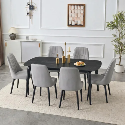 Miniatura 29 de Modern Dining Table Set for 4,50" Sintered Stone Table Set for 4,Marble Dining Table Set of 4 with Upholstered Chair,5 Piece Rectangular Dining Room