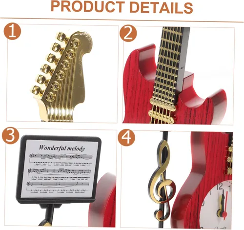 Miniatura 6 de KOMBIUDA Reloj de escritorio de instrumentos musicales, reloj de noche analógico único para decoración del hogar y la oficina, elegante adorno
