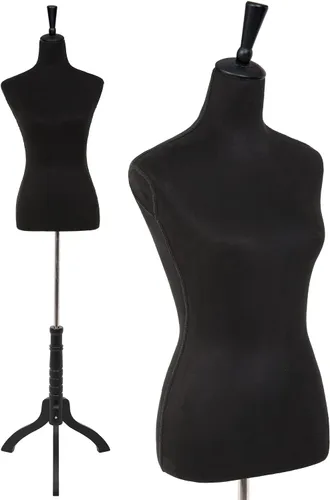 Miniatura 8 de HCY Maniquíes femeninos Torso forma de maniquí soporte para exhibición de 60 a 67 pulgadas de altura ajustable para coser base de madera, cuerpo