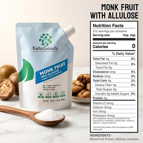 Miniatura 2 de Keto Goods Edulcorante de fruta de monje con alulosa, sustituto de azúcar blanco con dulzura de azúcar 1:1, sin eritritol, ideal para hornear