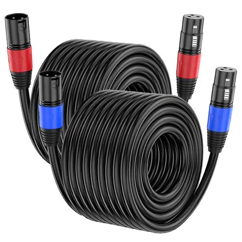 Miniatura 9 de Paquete de 2 cables XLR de 3.3 pies, cable de micrófono equilibrado de alta calidad con cable XLR de 3 pines macho a hembra, negro, cobre puro