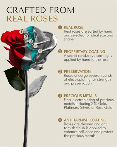 Miniatura 2 de Forever Rose Rosa real bañada en plata, rosa preservada hecha a mano en piel de lujo con luz LED, regalo romántico y elegante para ella, Funda