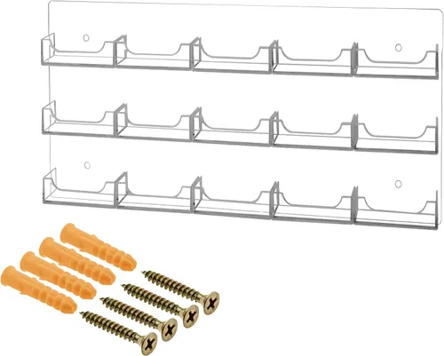 Marketing Holders Tarjetero Horizontal Montaje en Pared Multi 15 Bolsillo Premium Acrílico Transparente Claro