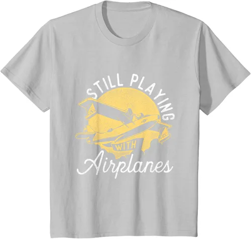 Miniatura 27 de Still Playing With Airplanes - Camiseta de control remoto RC Avión Piloto, Negro