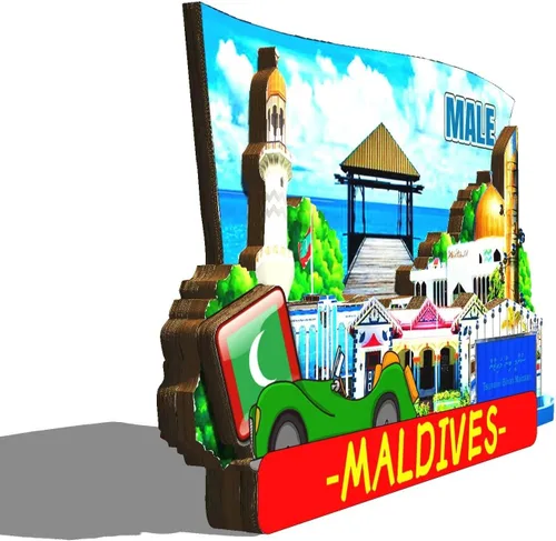 Miniatura 2 de Imán masculino de las Maldivas para nevera, de madera, 3D, monumentos, viajes, coleccionables, recuerdos, decoración hecha a mano, 2