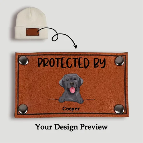 Miniatura 2 de Gossby Gorro de bebé personalizado con parche de cuero vegano para niño y niña, protegido por - Regalo personalizado para recién nacido, niño